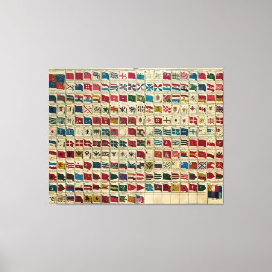 ヴィンテージ世界国旗イラストレーション キャンバスプリント (正面)