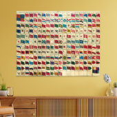 ヴィンテージ世界国旗イラストレーション キャンバスプリント (インサイチュ (リビング))