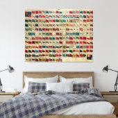 ヴィンテージ世界国旗イラストレーション キャンバスプリント (インサイチュ (寝室))