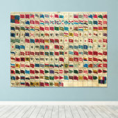 ヴィンテージ世界国旗イラストレーション キャンバスプリント (インサイチュ (ウッドフロア))