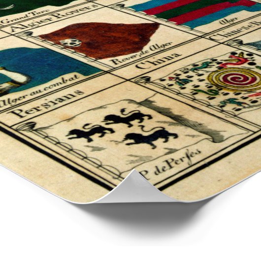 ヴィンテージ世界国旗イラストレーション ポスター (角)