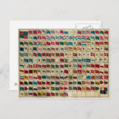 ヴィンテージ世界国旗イラストレーション ポストカード (正面/裏面)