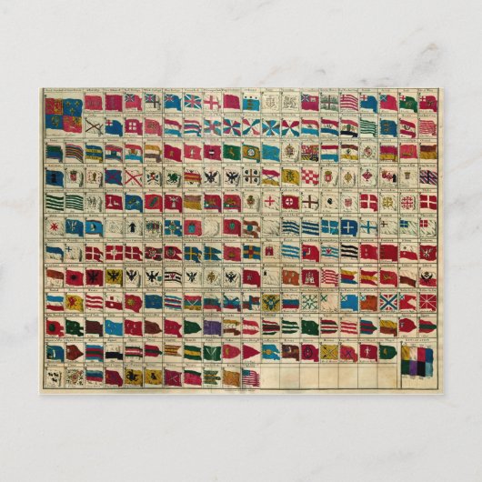 ヴィンテージ世界国旗イラストレーション ポストカード (正面)