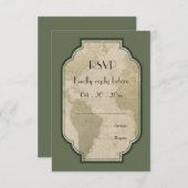 ヴィンテージ世界地図の旅行をテーマにした結婚式RSVP 出欠カード (正面/裏面)