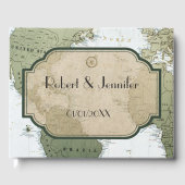 ヴィンテージ世界地図の旅行をテーマ結婚にした ゲストブック (正面)