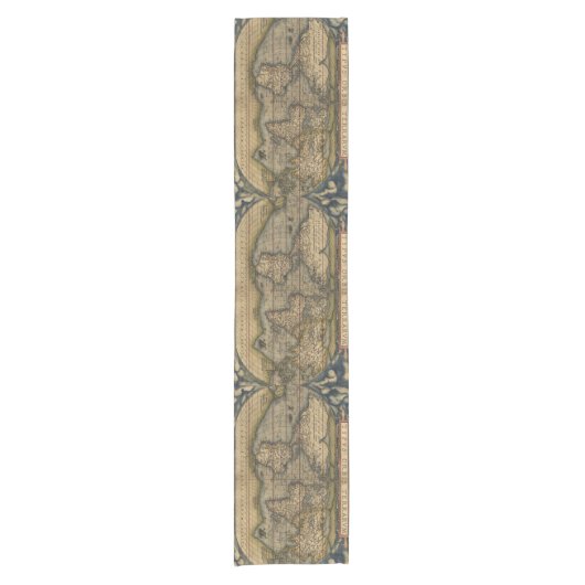 ヴィンテージ世界地図アトラスヒストリカルデザイン ショートテーブルランナー (正面)