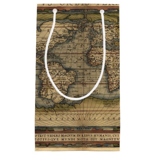 ヴィンテージ世界地図アトラスヒストリカルデザイン スモールペーパーバッグ (正面)