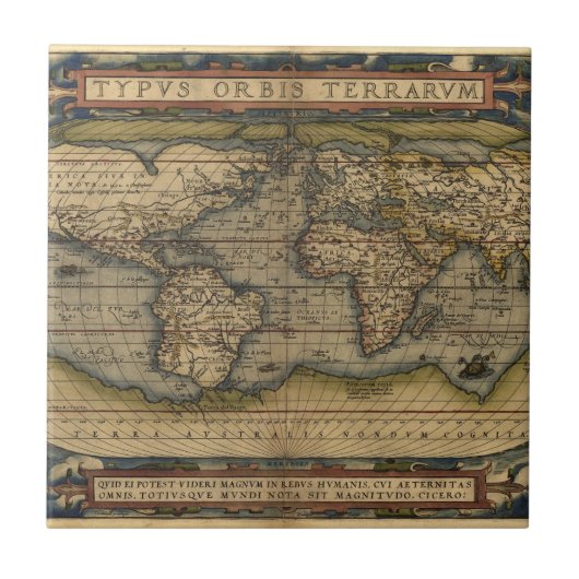 ヴィンテージ世界地図アトラスヒストリカルデザイン タイル (正面)