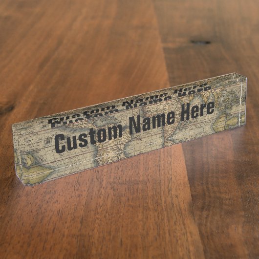 ヴィンテージ世界地図アトラスヒストリカル デスクネームプレート (側面)