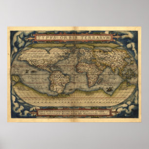 ヴィンテージ世界地図アトラスTYVS ORBIS TERRARVM ポスター