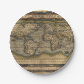 ヴィンテージ世界地図アンティーク地図 ペーパープレート (正面)
