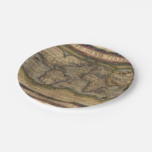 ヴィンテージ世界地図アンティーク地図 ペーパープレート (アングル)