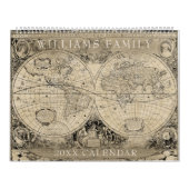 ヴィンテージ世界地図カスタム2024年家族写真 カレンダー (カバー)