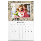 ヴィンテージ世界地図カスタム2024年家族写真 カレンダー (2月 2026)