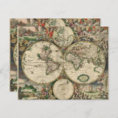 ヴィンテージ世界地図スクラップブック紙 (正面/裏面)