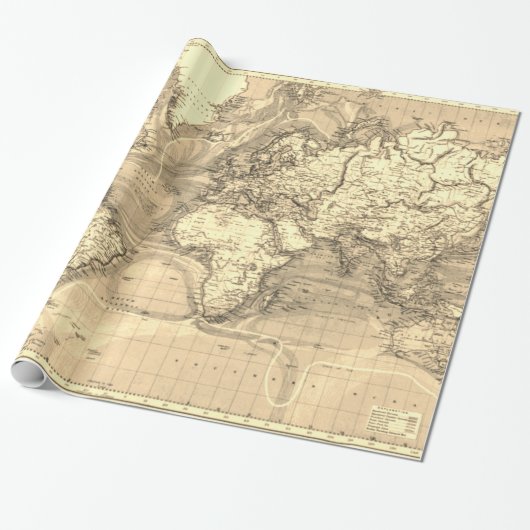 ヴィンテージ世界地図セピア ラッピングペーパー (アンロールド)