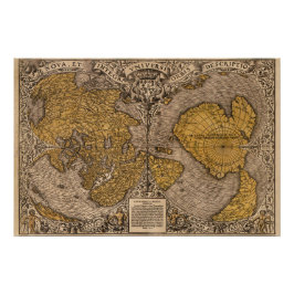 ヴィンテージ世界地図ヌア,エインテグラユニウエルシオルビス ポスター