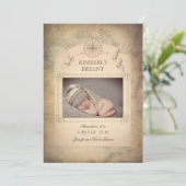 ヴィンテージ世界地図フォトベビー誕生のお知らせ 案内状 (スタンド正面)