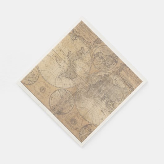 ヴィンテージ世界地図ベイビーシャワーコレクションのナプキン スタンダードランチョンナプキン (角)