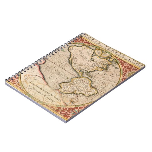 ヴィンテージ世界地図モノグラム名 ノートブック (左側)