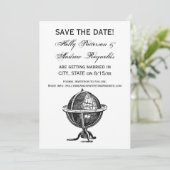 ヴィンテージ世界地図リソグラフ描画 モノクロ 招待状 (スタンド正面)