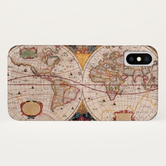 ヴィンテージ世界地図1600年頃 Case-Mate iPhoneケース (裏面(横))