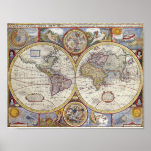 ヴィンテージ世界地図1626 ポスター