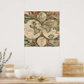 ヴィンテージ世界地図1689ポスター ポスター (キッチン)