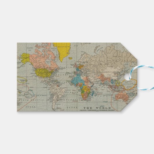 ヴィンテージ世界地図1910 ギフトタグ (正面(横))