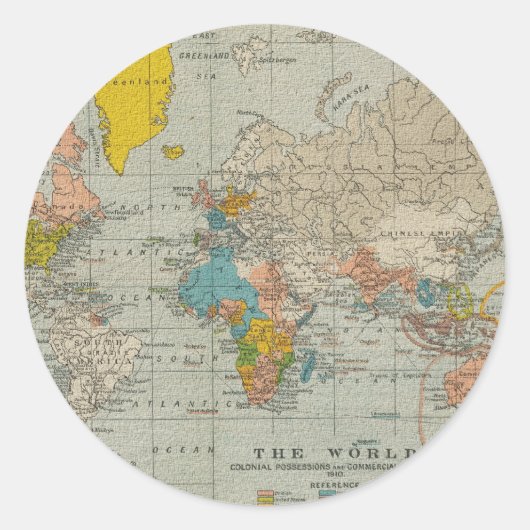 ヴィンテージ世界地図1910 ラウンドシール (正面)