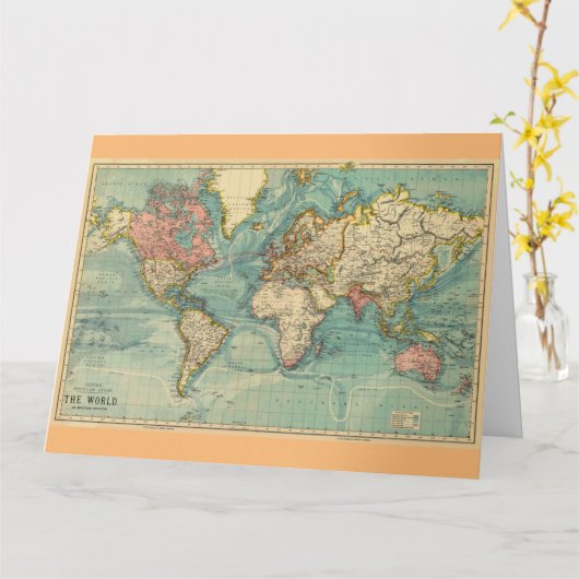ヴィンテージ世界地図20世紀の歴史 カード (黄色い花)