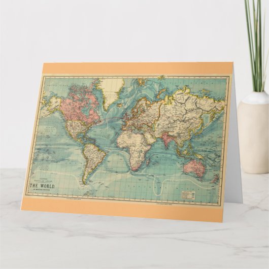 ヴィンテージ世界地図20世紀の歴史 カード (正面)