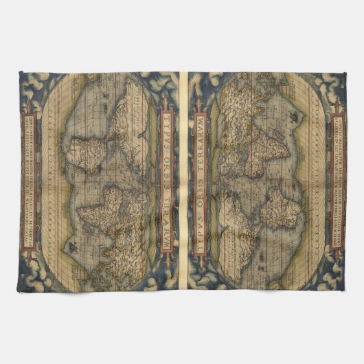 ヴィンテージ世界地図 キッチンタオル (横)