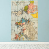 ヴィンテージ世界地図 キャンバスプリント (インサイチュ (ウッドフロア))