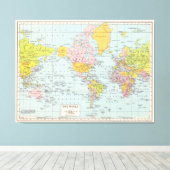 ヴィンテージ世界地図 キャンバスプリント (インサイチュ (ウッドフロア))