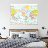 ヴィンテージ世界地図 キャンバスプリント (インサイチュ (寝室))