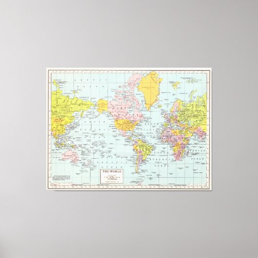 ヴィンテージ世界地図 キャンバスプリント (正面)