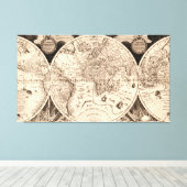 ヴィンテージ世界地図 キャンバスプリント (インサイチュ (ウッドフロア))