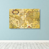 ヴィンテージ世界地図 キャンバスプリント (インサイチュ (ウッドフロア))