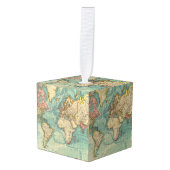 ヴィンテージ世界地図 キューブオーナメント (正面アングル)