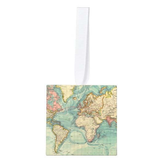 ヴィンテージ世界地図 キューブオーナメント (正面)