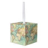 ヴィンテージ世界地図 キューブオーナメント (裏面アングル)