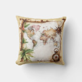 ヴィンテージ世界地図 クッション (正面)