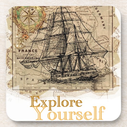 ヴィンテージ世界地図 コースター (正面)