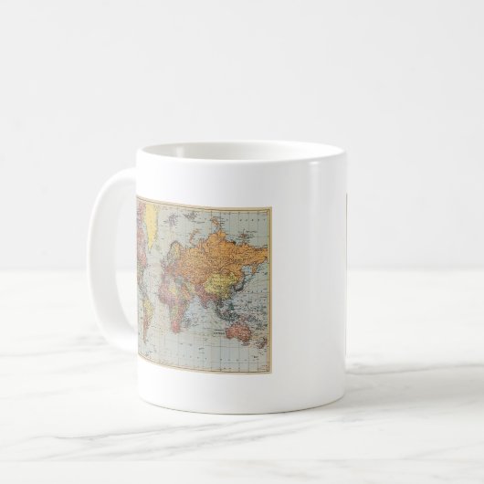 ヴィンテージ世界地図 コーヒーマグカップ (正面左)