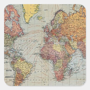 ヴィンテージ世界地図 スクエアシール
