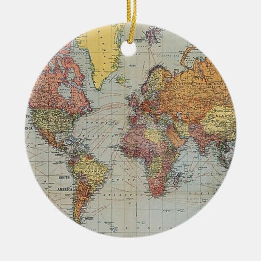 ヴィンテージ世界地図 セラミックオーナメント (正面)
