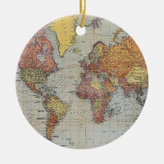 ヴィンテージ世界地図 セラミックオーナメント (正面)