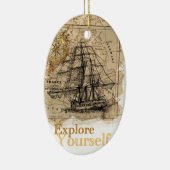 ヴィンテージ世界地図 セラミックオーナメント (右)