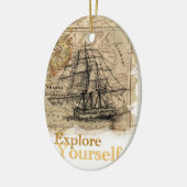 ヴィンテージ世界地図 セラミックオーナメント (左)